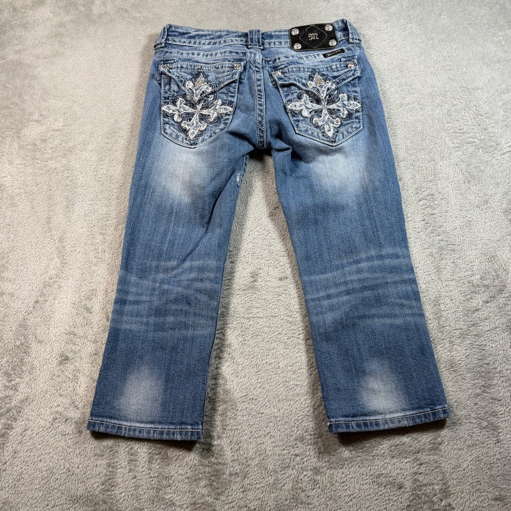 Miss Me Capri Jeans Women 27 Blue Embroidered Flap Pocket JP5335P6